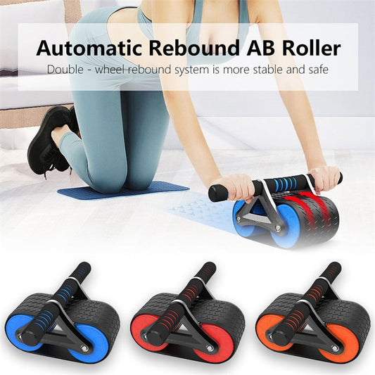 Double Wheel Abdominal Exerciser Women Men Automatic Rebound Ab Wheel Roller Waist Trainer Gym Sports Home Exercise Devices Front Line Enterprises